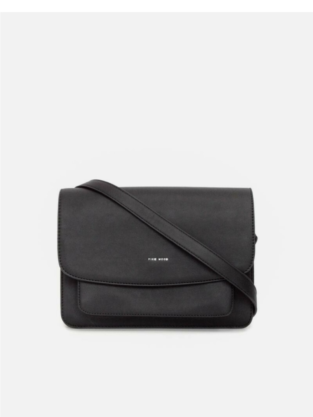 PIXE MOOD Black Vegan Leather Structured Crossbody Bag
